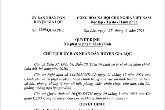 Đánh nhau, 2 anh em ruột ở Gia Lộc bị phạt 19 triệu đồng 