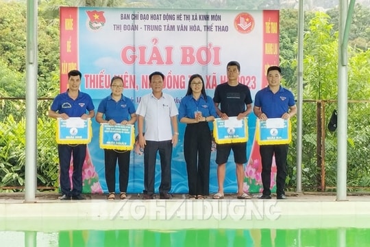Đội xã Bạch Đằng nhất toàn đoàn Giải bơi thiếu niên, nhi đồng thị xã Kinh Môn năm 2023