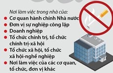 [Đồ họa] Các địa điểm cấm hút thuốc lá hoàn toàn trong nhà từ 1.8