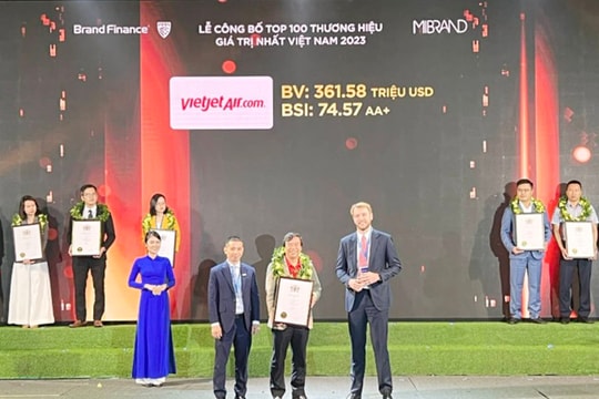 Vietjet vào top 100 thương hiệu giá trị nhất Việt Nam 2023