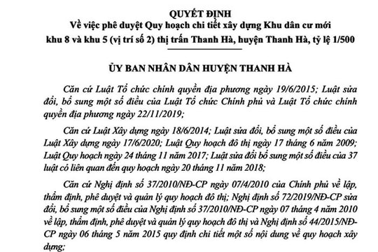 Khu dân cư mới ở thị trấn Thanh Hà rộng hơn 6,6 ha