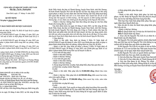 Tập kết vật liệu, cho thuê đất trái phép, 1 cá nhân ở Nam Sách bị phạt 57,5 triệu đồng 
