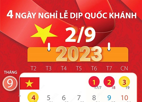 Bốn ngày nghỉ lễ dịp Quốc khánh năm 2023