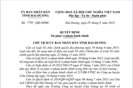 Xả nước thải có thông số vượt chuẩn, Công ty TNHH HaNoi Green Foods bị phạt 725 triệu đồng