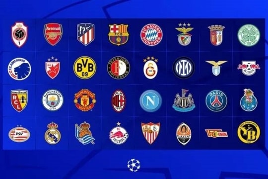 32 đội bóng dự vòng bảng Cúp C1 châu Âu 2023/2024