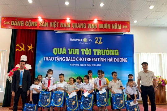 Bảo Việt Nhân thọ Hải Dương tặng 20 suất quà cho học sinh có thành tích tốt