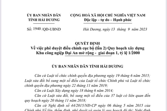 Điều chỉnh quy hoạch xây dựng Bệnh viện Quốc tế thành đất trung tâm dịch vụ và triển lãm tại khu công nghiệp Đại An mở rộng