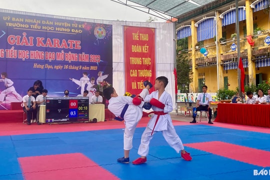 150 vận động viên tham gia Giải Karate Trường Tiểu học Hưng Đạo mở rộng năm 2023