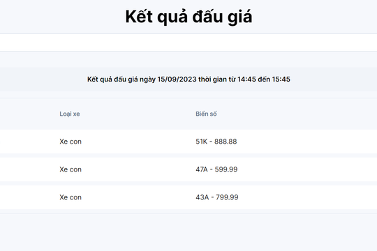 Những con số "khủng" trong cuộc đấu giá 11 biển số xe siêu đẹp