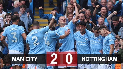 Man City 2-0 Nottingham: Haaland lại ghi bàn, Man City vững ngôi đầu