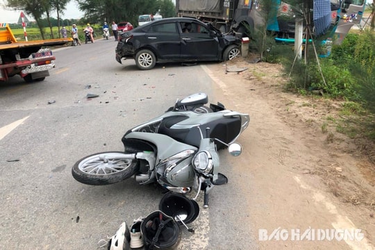 Tai nạn liên hoàn trên quốc lộ 37 đoạn xã Quốc Tuấn làm 2 người bị thương, 5 người xây xát nhẹ