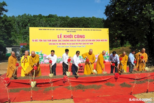 Khởi công tu bổ, tôn tạo tam quan, gác chuông chùa Ngũ Đài ở Chí Linh