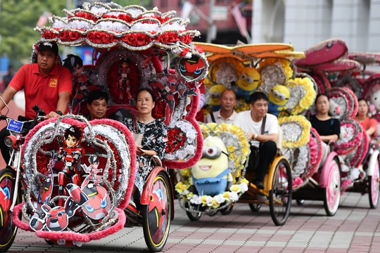 Dàn xích lô hoa "độc nhất vô nhị" ở Malacca