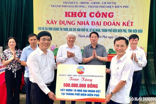 Hải Dương ủng hộ hơn 5,3 tỷ đồng xây nhà ở cho hộ nghèo tỉnh Điện Biên
