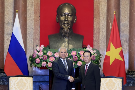 Chủ tịch nước Võ Văn Thưởng tiếp Chủ tịch Duma Quốc gia Nga Volodin