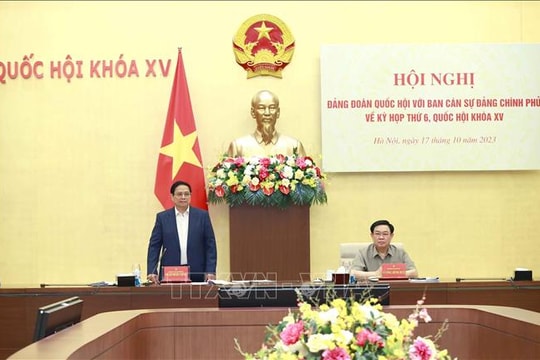 Đảng đoàn Quốc hội và Ban cán sự Đảng Chính phủ họp về Kỳ họp thứ 6, Quốc hội khóa XV