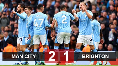 Man City 2-1 Brighton: Man xanh thắng trở lại