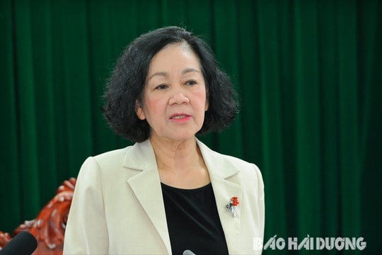 Đồng chí Thường trực Ban Bí thư Trương Thị Mai làm việc với Ban Thường vụ Tỉnh ủy Hải Dương