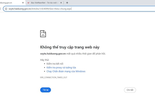 Không truy cập được Cổng thông tin điện tử của Sở Y tế