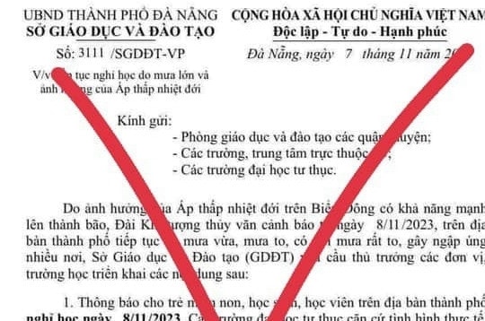 Sở Giáo dục Đà Nẵng bị giả văn bản cho học sinh nghỉ vì mưa lũ