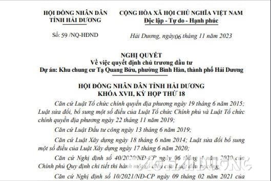 Xây dựng khu chung cư Tạ Quang Bửu gồm 2 tòa 18 tầng ở TP Hải Dương