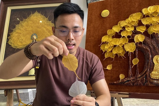 Độc đáo những bức tranh làm từ lá bồ đề của chàng trai 9X Hải Phòng