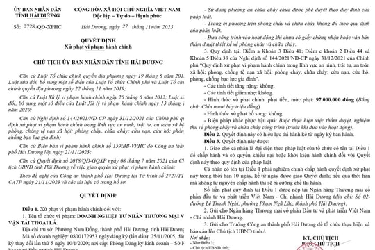 4 doanh nghiệp, cá nhân vi phạm phòng cháy