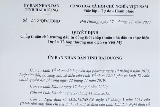 Hải Dương chấp thuận chủ trương đầu tư dự án tổ hợp thương mại dịch vụ hơn 38,8 tỷ đồng