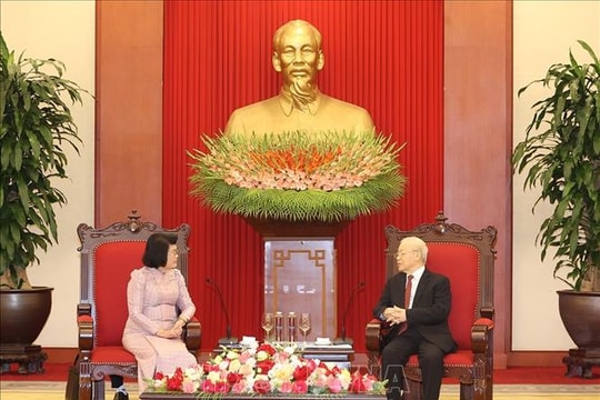 Tổng Bí thư Nguyễn Phú Trọng tiếp Chủ tịch Quốc hội Vương quốc Campuchia