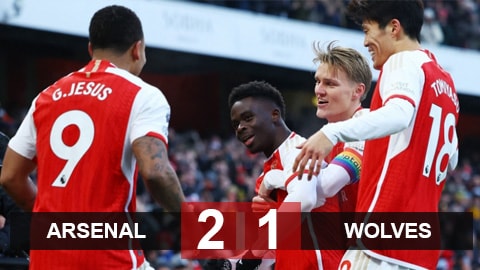 Arsenal 2-1 Wolves: Pháo thủ duy trì vị trí số 1 trên bảng xếp hạng 