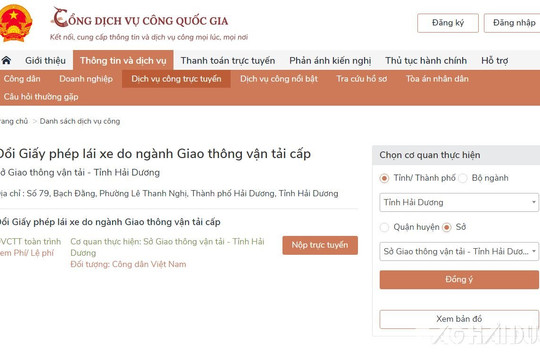 Giảm mức phí đổi giấy phép lái xe trực tuyến