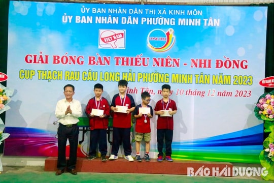 32 vận động viên phường Minh Tân tham gia Giải bóng bàn thiếu niên, nhi đồng cúp “Thạch rau câu Long Hải”