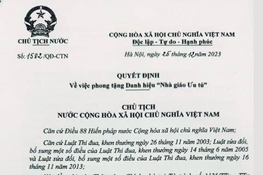Hải Dương có thêm 9 Nhà giáo Ưu tú