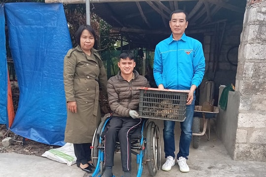 Hội Người khuyết tật thị xã Kinh Môn trao con giống hỗ trợ hội viên