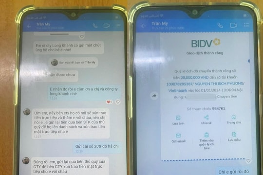 Giả danh người ủng hộ trường hợp khó khăn để lừa đảo