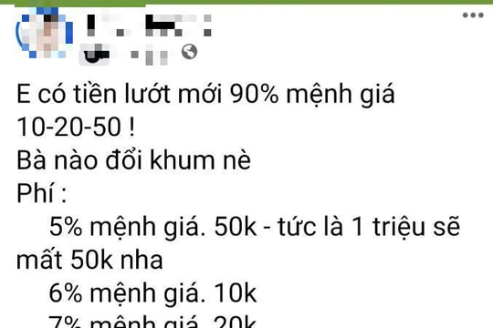  Xử lý nghiêm việc đổi tiền hưởng chênh lệch