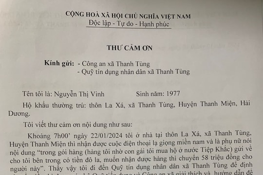 Một phụ nữ ở xã Thanh Tùng suýt mất 58 triệu đồng vì cuộc gọi lừa đảo