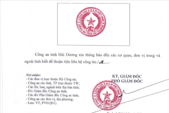 Công an tỉnh Hải Dương thay đổi mẫu con dấu mới
