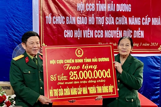 Hội Cựu chiến binh tỉnh Hải Dương hỗ trợ sửa nhà cho hội viên nhiễm chất độc da cam