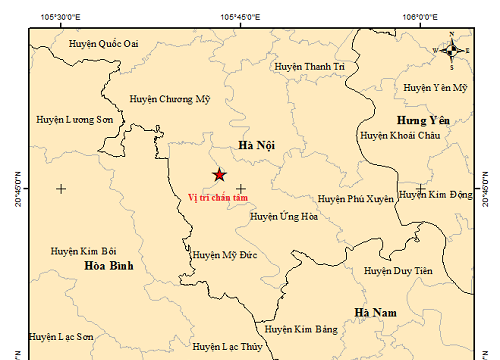 Xảy ra động đất có độ lớn 4 gây rung lắc ở nhiều khu vực trên địa bàn Hà Nội