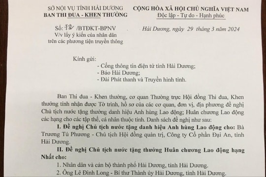 Lấy ý kiến nhân dân với 4 tập thể, 18 cá nhân đề nghị khen thưởng cấp Nhà nước