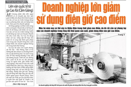 Nguyên nhân 2 lãnh đạo xã Minh Hòa (Kinh Môn) bị Công an TP Hồ Chí Minh khởi tố, nội dung có trên báo Hải Dương in ngày 3/4