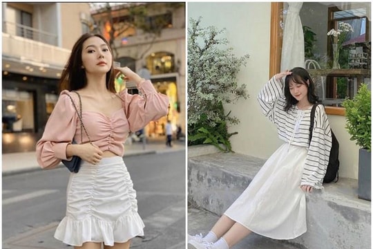 Mách bạn những cách mix đồ với các kiểu chân váy màu trắng tinh tế