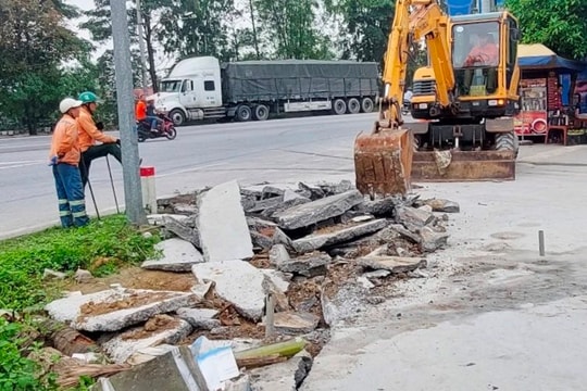 Giải tỏa 14 vi phạm hành lang an toàn đường trục Bắc - Nam ở Ninh Giang và Gia Lộc