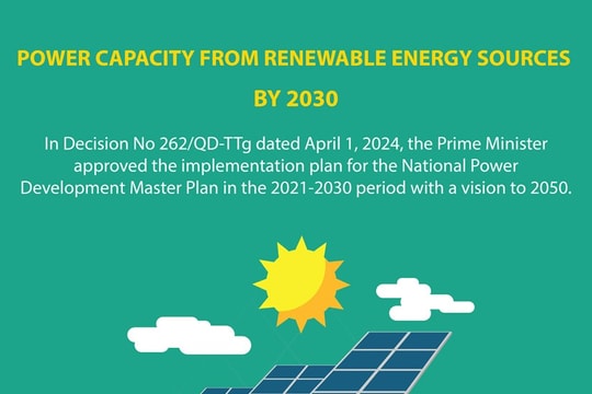 Power capacity from renewable energy sources by 2030
