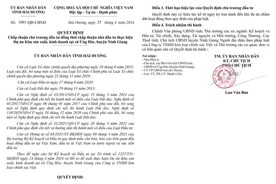 Công ty TNHH Kim loại chính xác Việt đầu tư dự án trên 190 tỷ đồng tại Ninh Giang