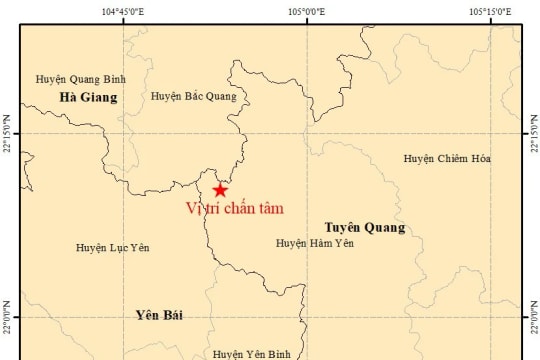 Động đất độ lớn 4.0 tại Tuyên Quang, không gây rủi ro thiên tai