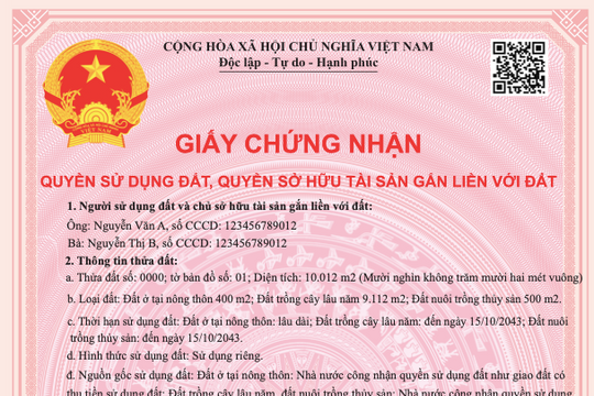 In mã QR trên giấy chứng nhận quyền sử dụng đất