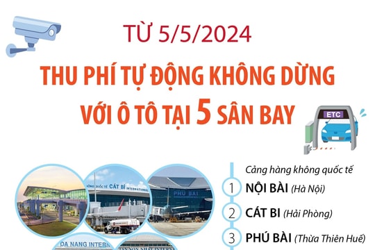 Từ hôm nay 5/5, thu phí tự động không dừng với ô tô tại 5 sân bay