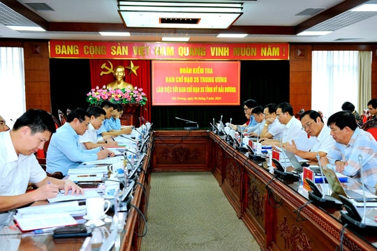 Đoàn kiểm tra của Ban Chỉ đạo 35 Trung ương làm việc với Ban Chỉ đạo 35 tỉnh Hải Dương